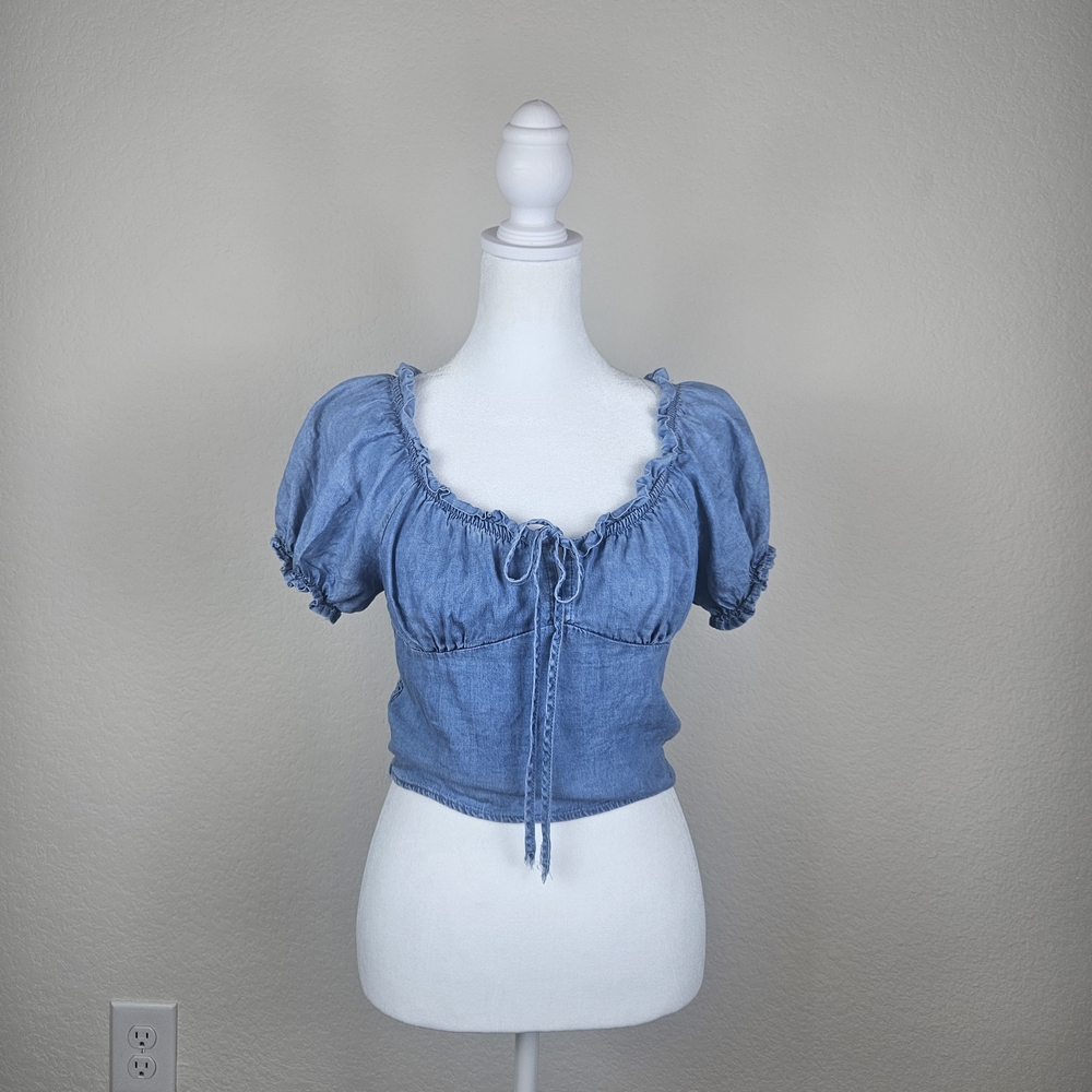 Elegant Denim Blue Women's Blouse